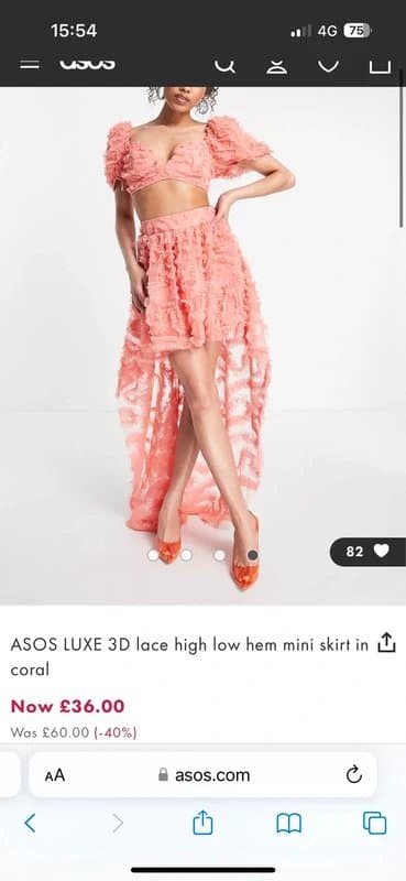 ASOS Asos luxe 3D lace top with puff sleeves size 8