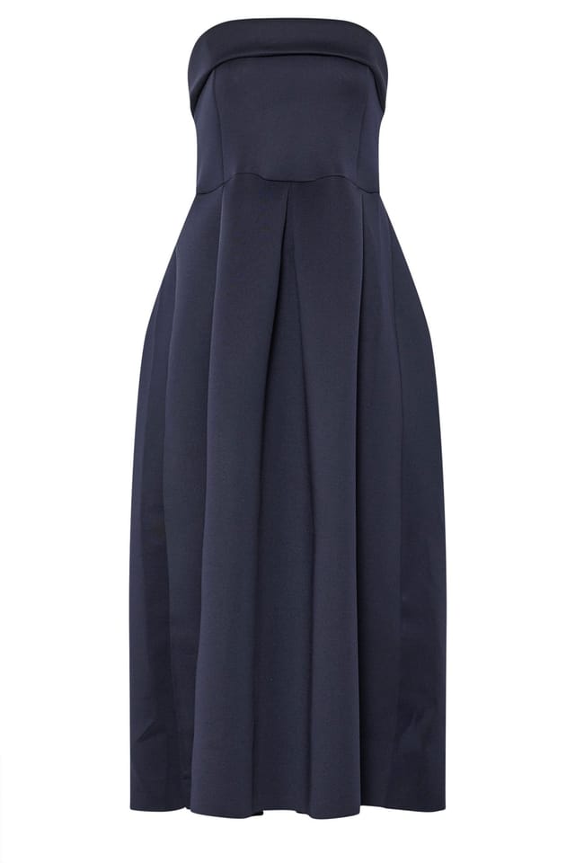 Long Tall Sally Long Tall Sally Women's Tall Pleated Detail Midi Dress in Dark Navy - 2