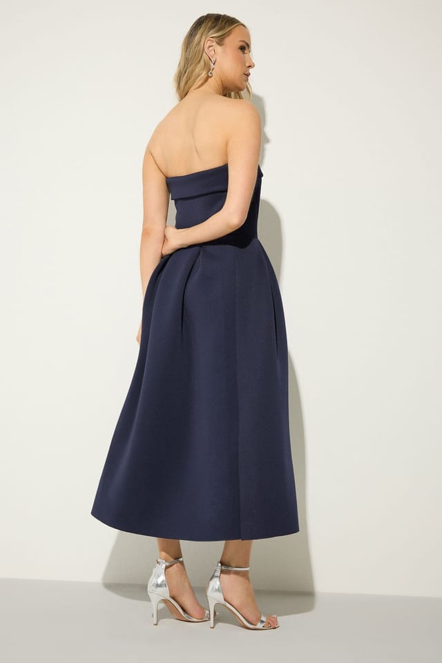 Long Tall Sally Long Tall Sally Women's Tall Pleated Detail Midi Dress in Dark Navy - 3