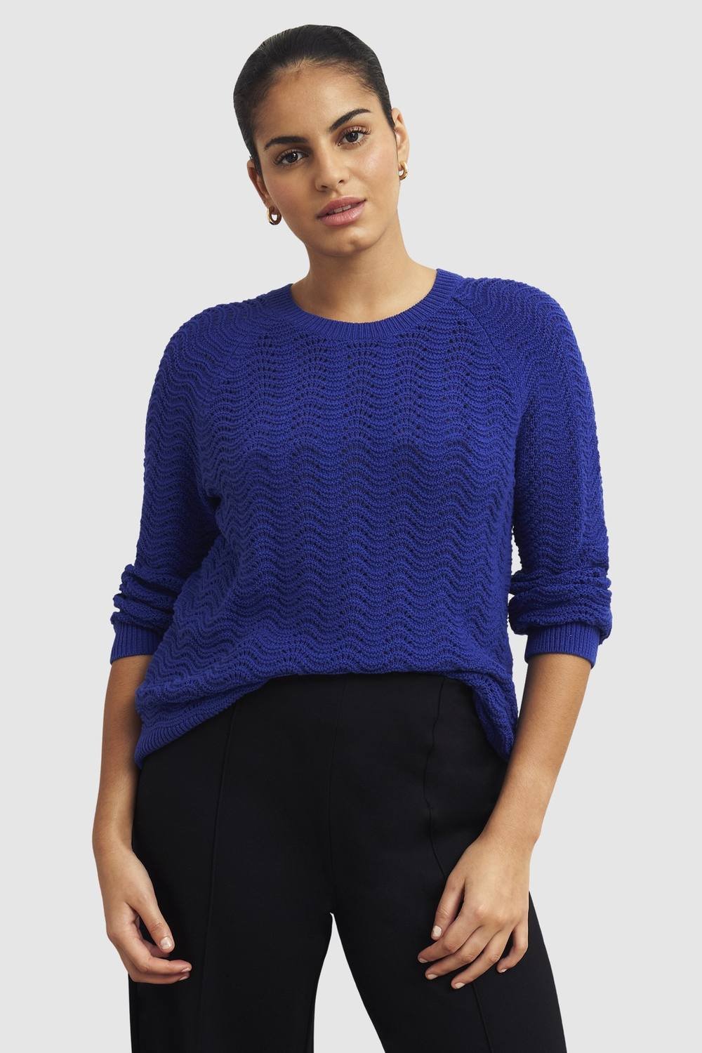 Hobbs London Hobbs London Women's Lulu Wave Knit Jumper in Cobalt - 1