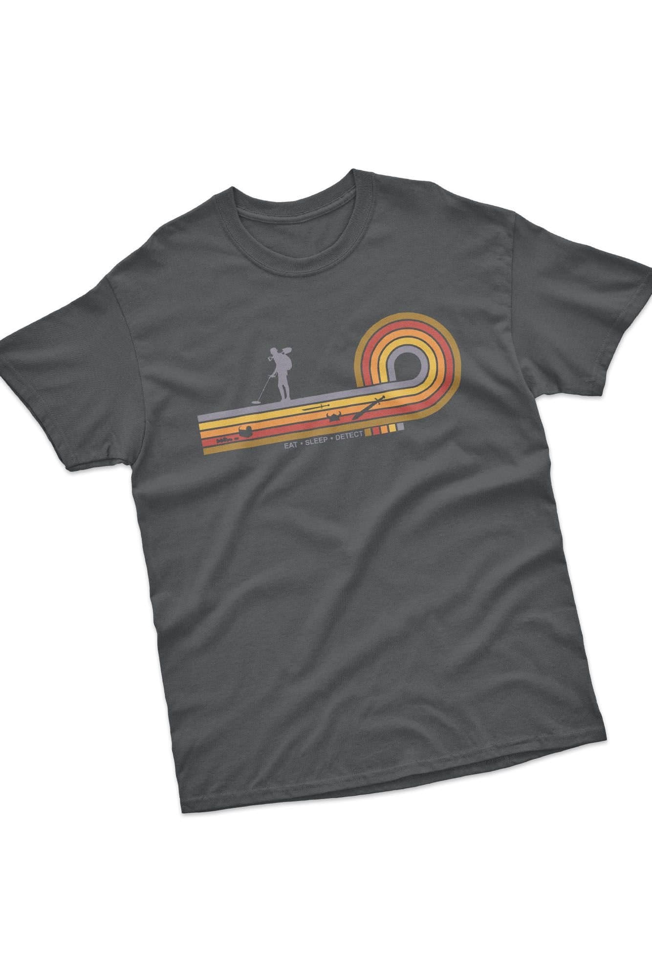 Bad Zebedee Bad Zebedee Men's Retro Lines Detectorist T-Shirt in Dark Grey