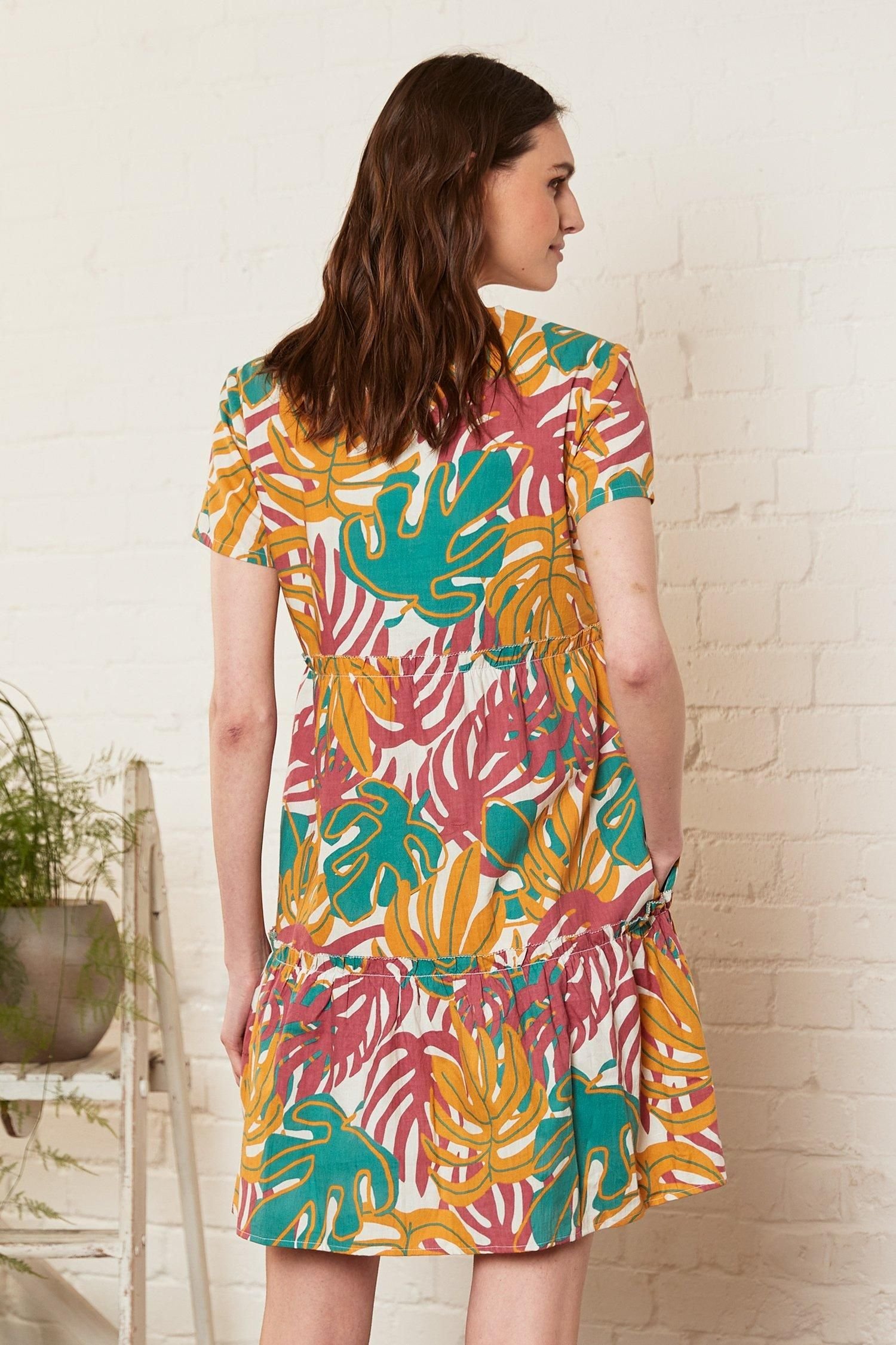 Nomads Clothing Nomads Clothing Women's Cotton Poplin Gathered Tunic Dress in Raspberry - 2