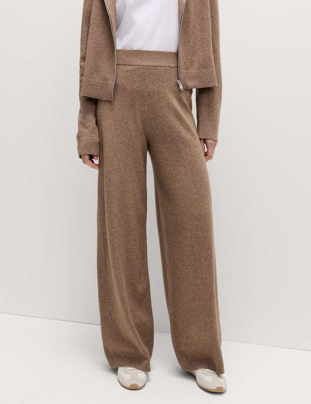Marks & Spencer M&S Air-Yarn Wide Leg Knitted Trousers Hazelnut - 2