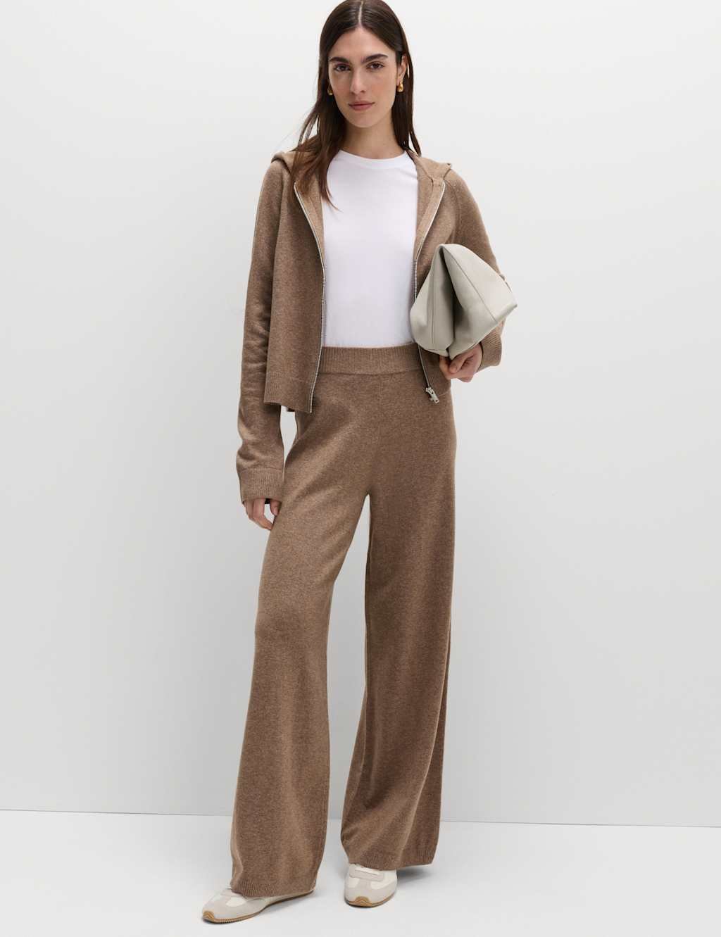Marks & Spencer M&S Air-Yarn Wide Leg Knitted Trousers Hazelnut - 3
