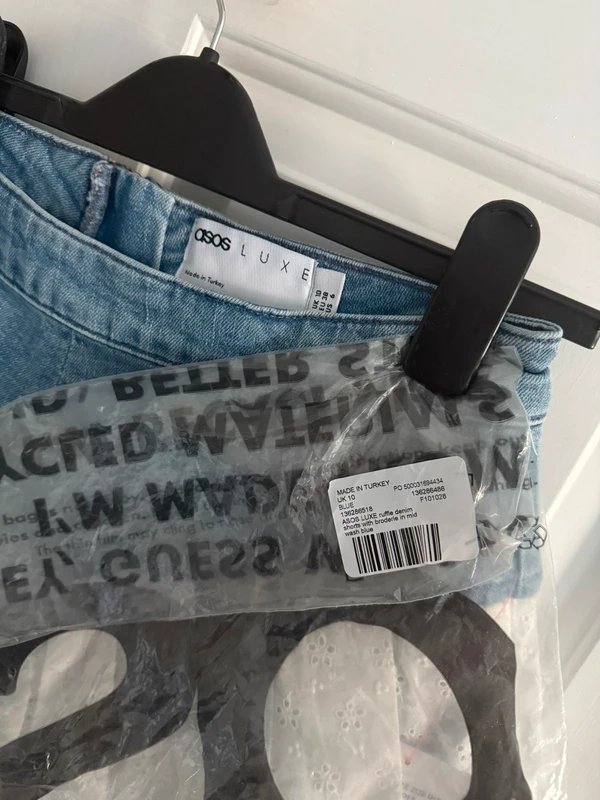 ASOS ASOS Luxe ruffle denim shorts with broderie - 1