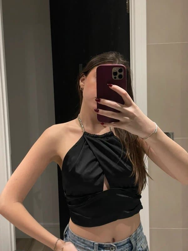 Bershka Bershka satin halter neck top