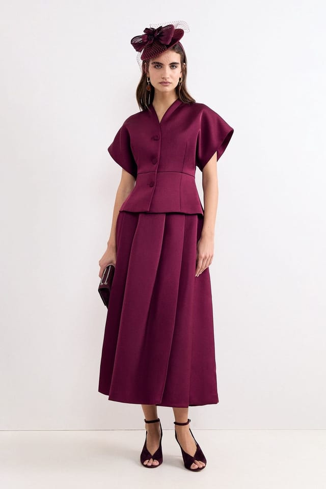 Phase Eight Phase Eight Women's Sally Pleated Midi Skirt in Wine - 3