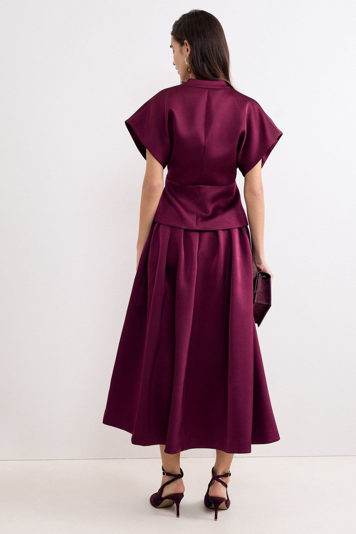Phase Eight Phase Eight Women's Sally Pleated Midi Skirt in Wine - 4