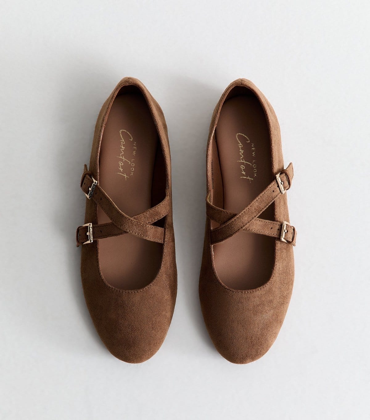 New Look Women's Tan Faux Suede Multi Strap Mary Jane Shoes Vegan New Look - 1