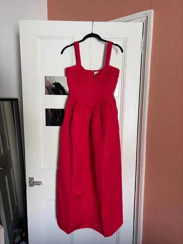 ASOS The Frolic by ASOS Red vintage style 50s corset basque heavy satin type dress size 6