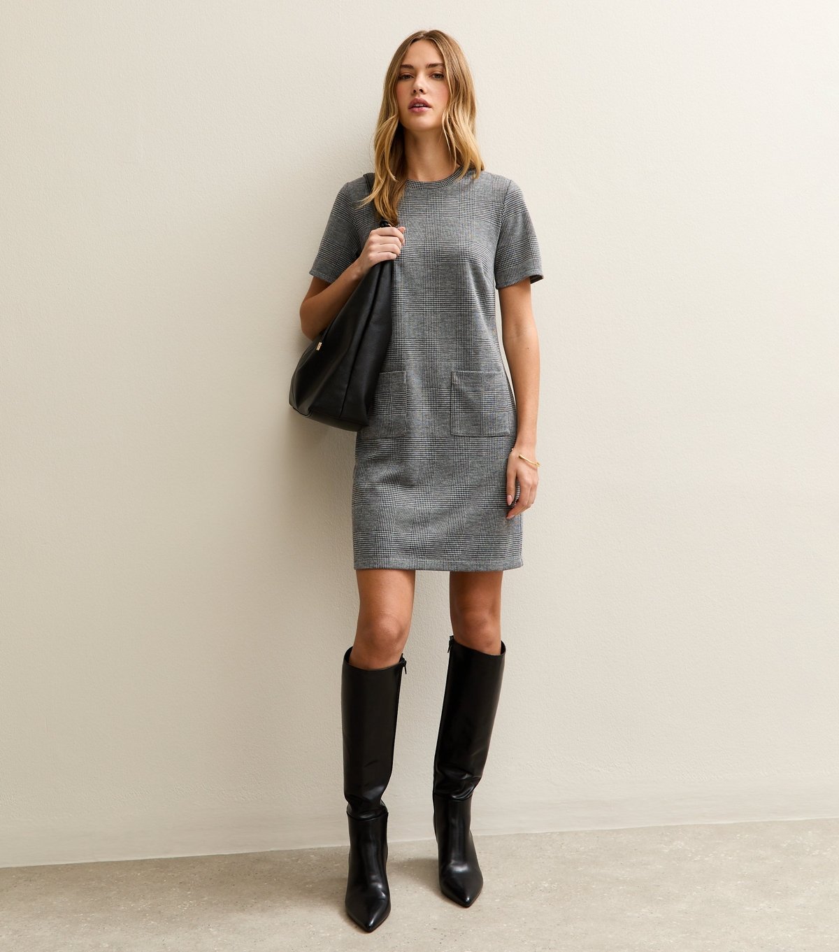 New Look Women's Grey Check T-Shirt Mini Dress New Look - 3