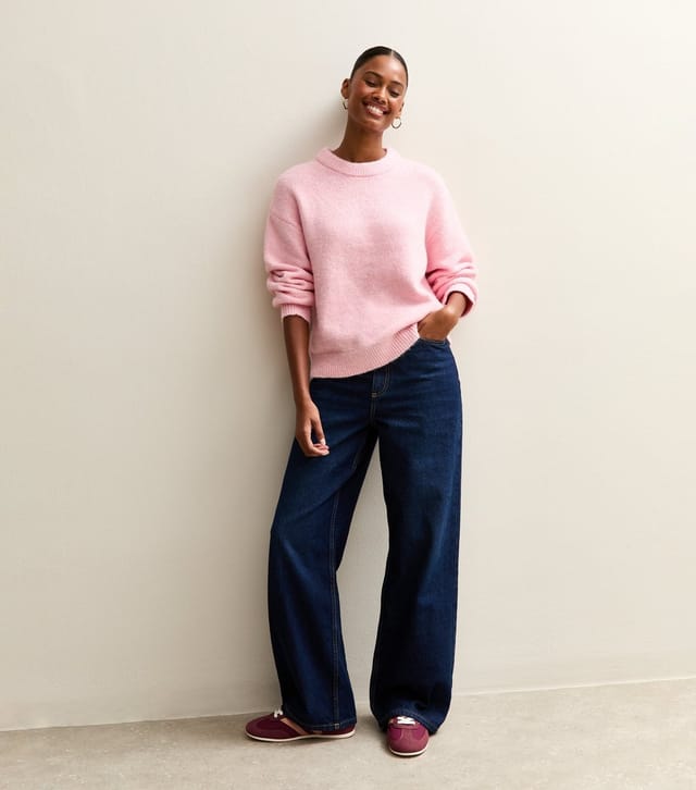 New Look Women's Pink Crew Neck Oversized Textured Knit Jumper New Look - 2