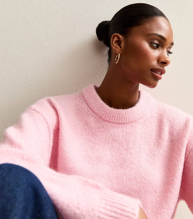New Look Women's Pink Crew Neck Oversized Textured Knit Jumper New Look - 3