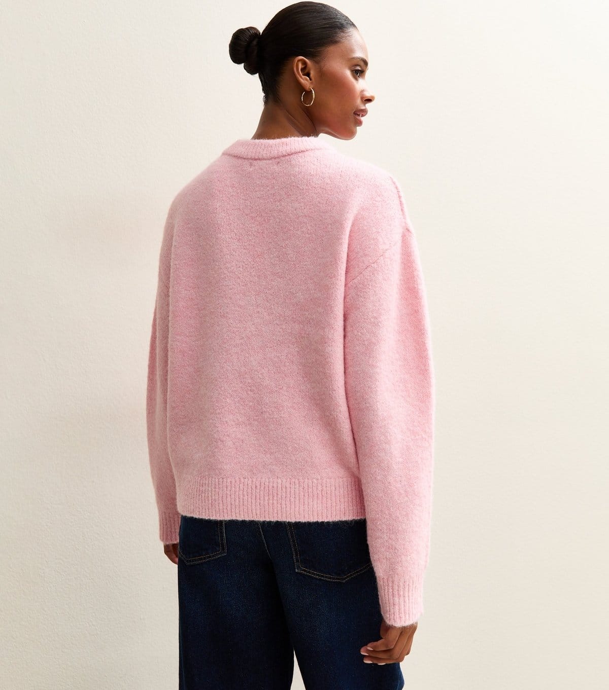 New Look Women's Pink Crew Neck Oversized Textured Knit Jumper New Look - 4