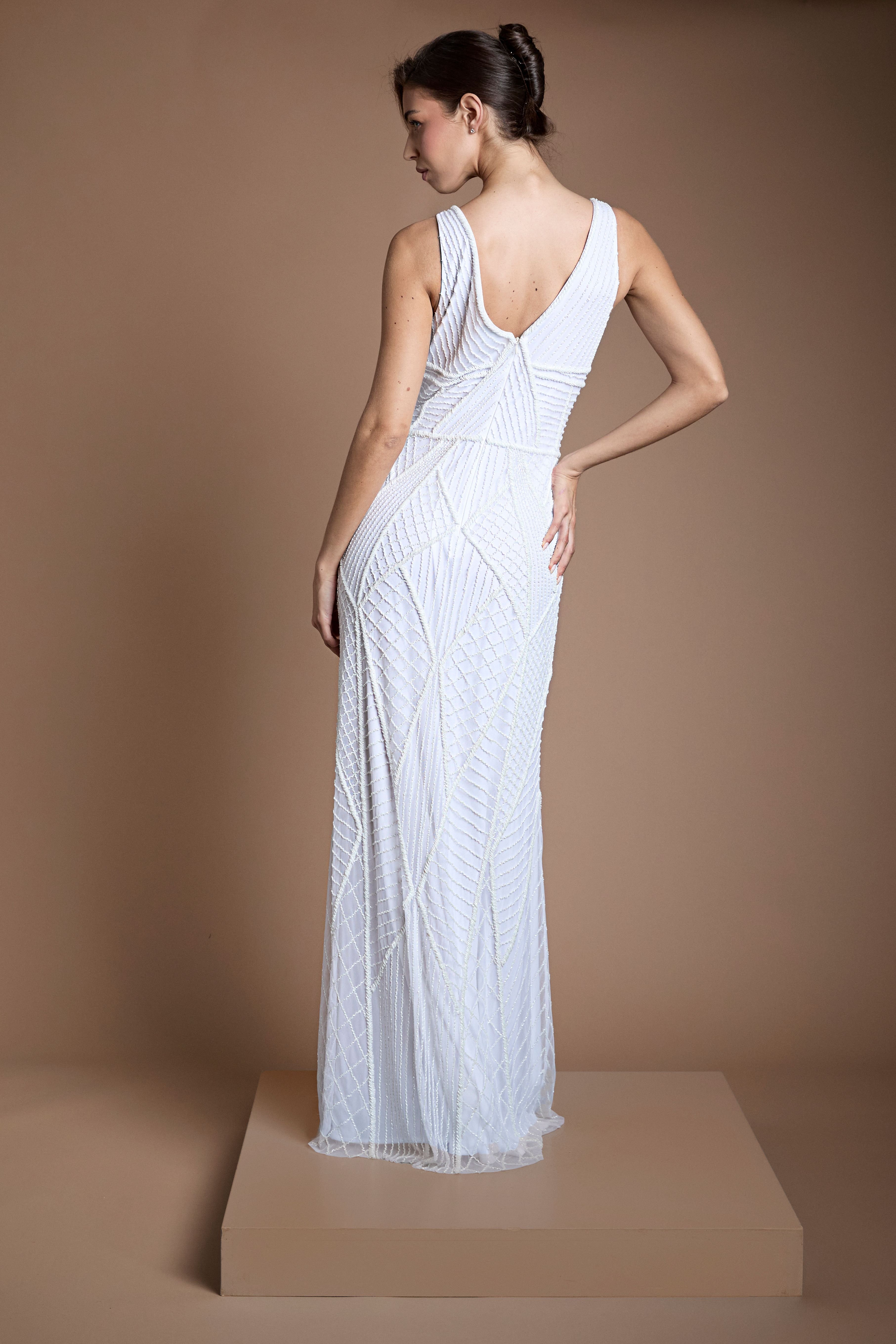 Coast Coast Women's Geometric Beadwork Maxi Wedding Dress in Ivory - 3