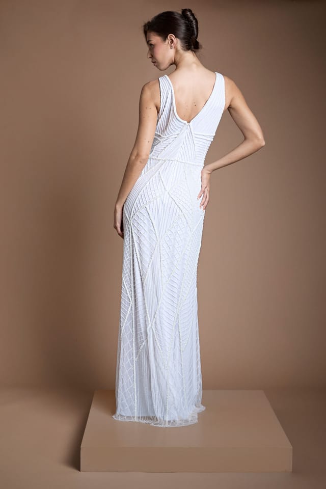 Coast Coast Women's Geometric Beadwork Maxi Wedding Dress in Ivory - 3