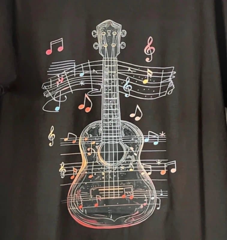 Alternative Acoustic guitar print funky men’s black Tshirt - Large
