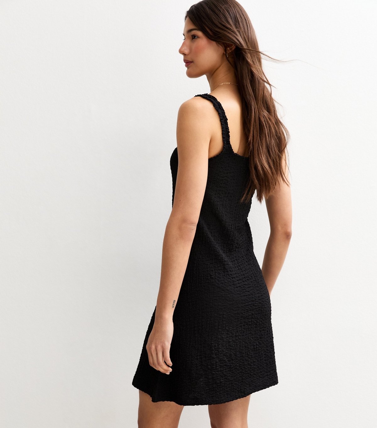 New Look Women's Black Textured Strappy Bow Mini Dress New Look - 4