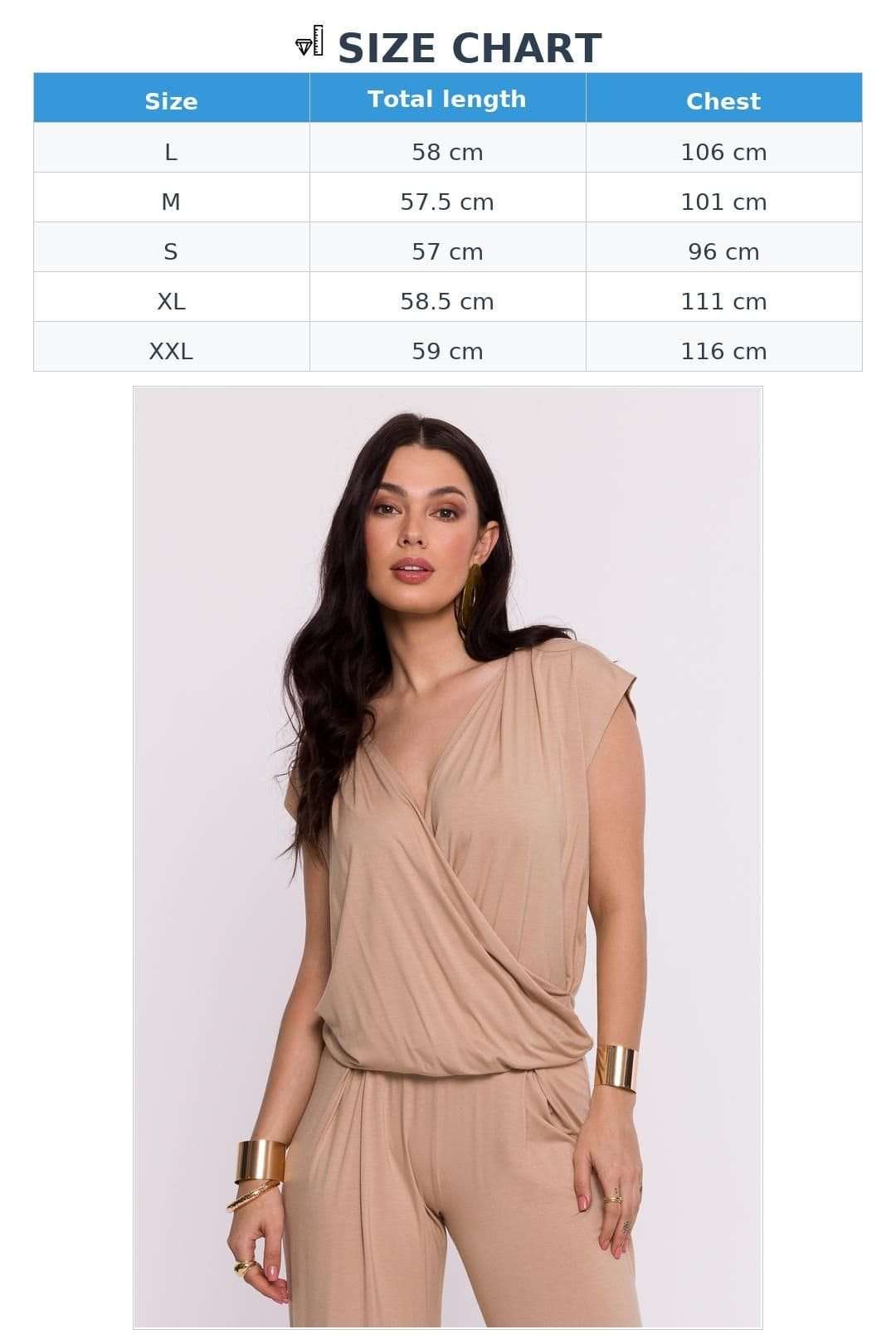 Love Lace Love Lace Women's Viscose Knit Envelope Blouse with Batwing Sleeves Style 193663 in Beige - 4