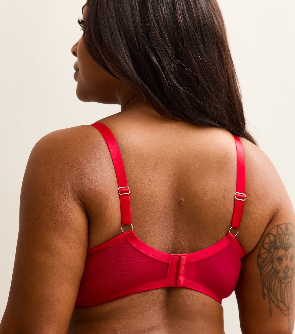 New Look Women's Plus Size Red Lace Plunge Bra Curves New Look - 4