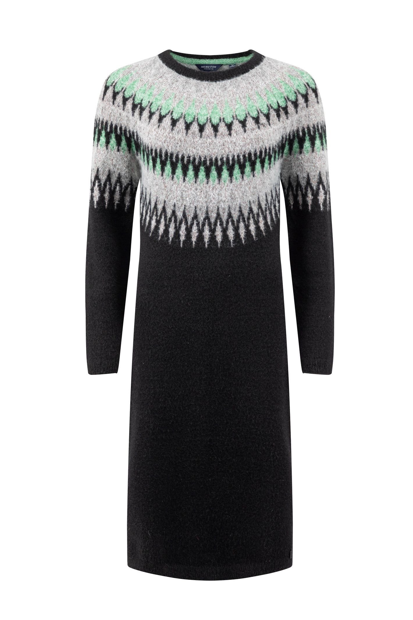 Weird Fish Weird Fish Women's Amren Fair Isle Sparkle Knitted Dress in Black - 2