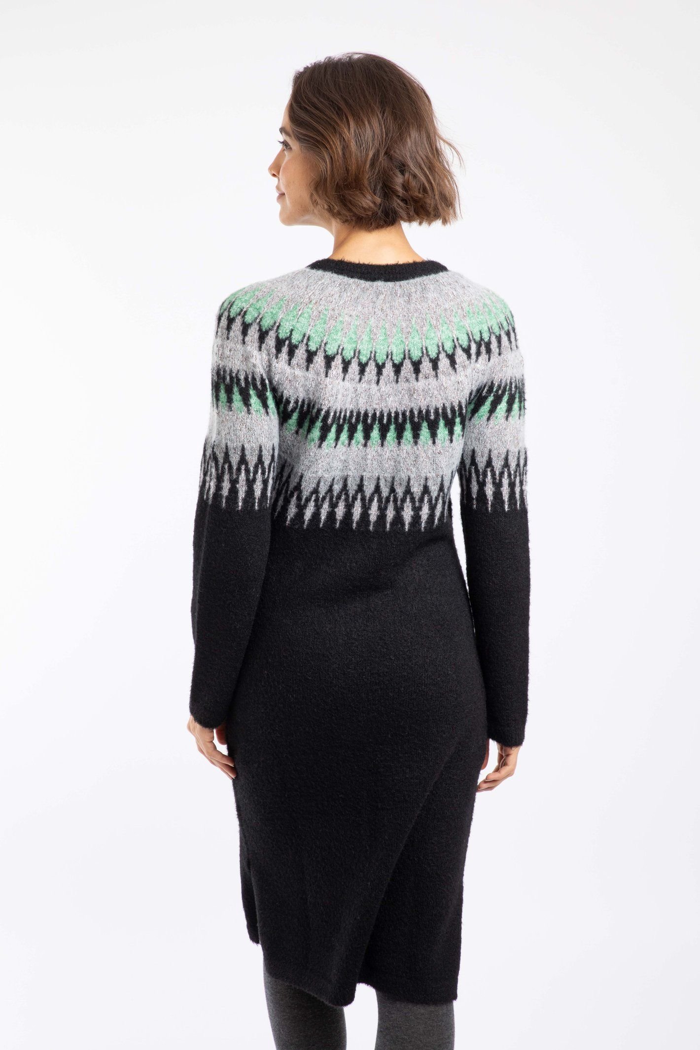 Weird Fish Weird Fish Women's Amren Fair Isle Sparkle Knitted Dress in Black - 3