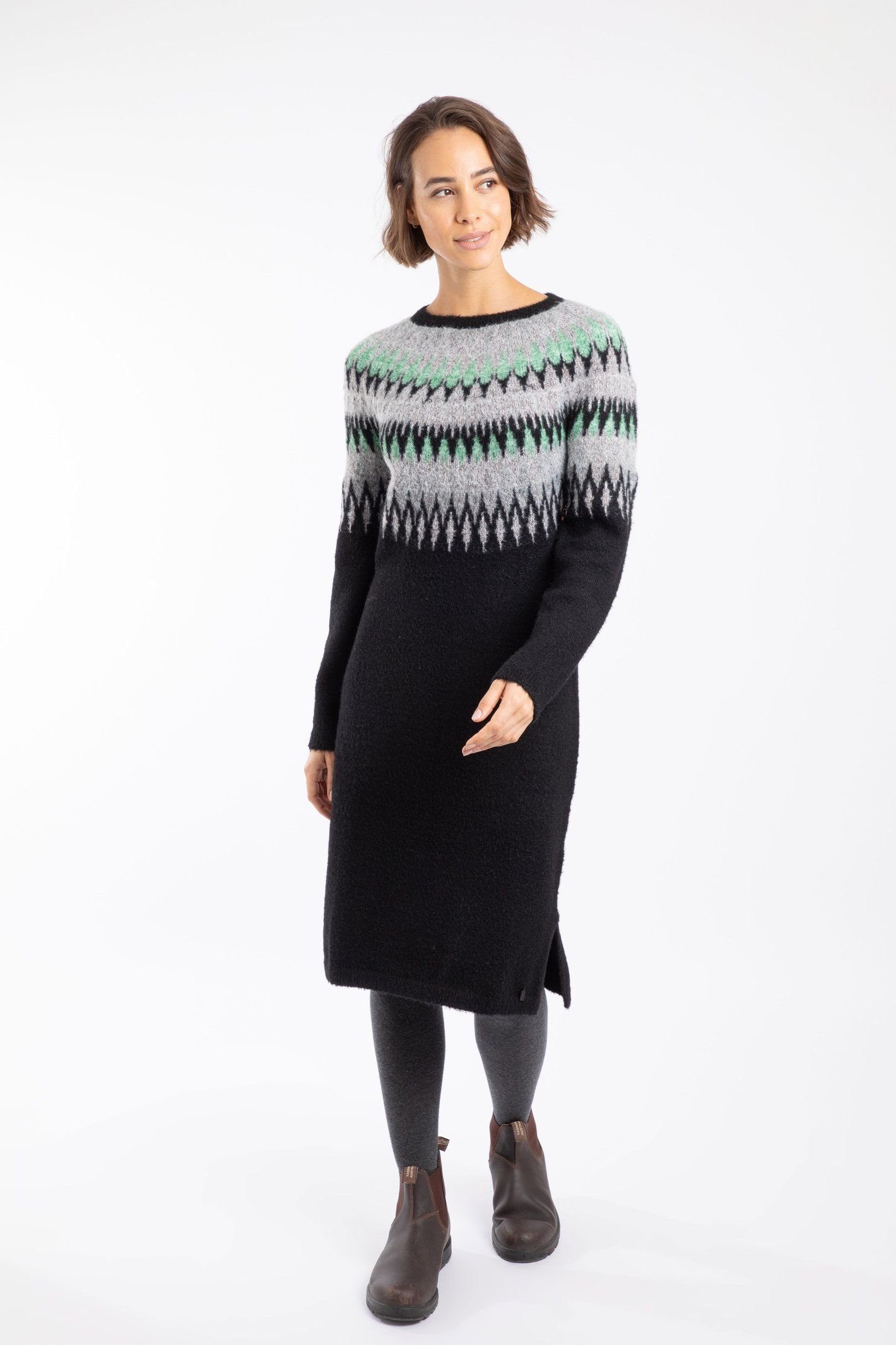 Weird Fish Weird Fish Women's Amren Fair Isle Sparkle Knitted Dress in Black - 4