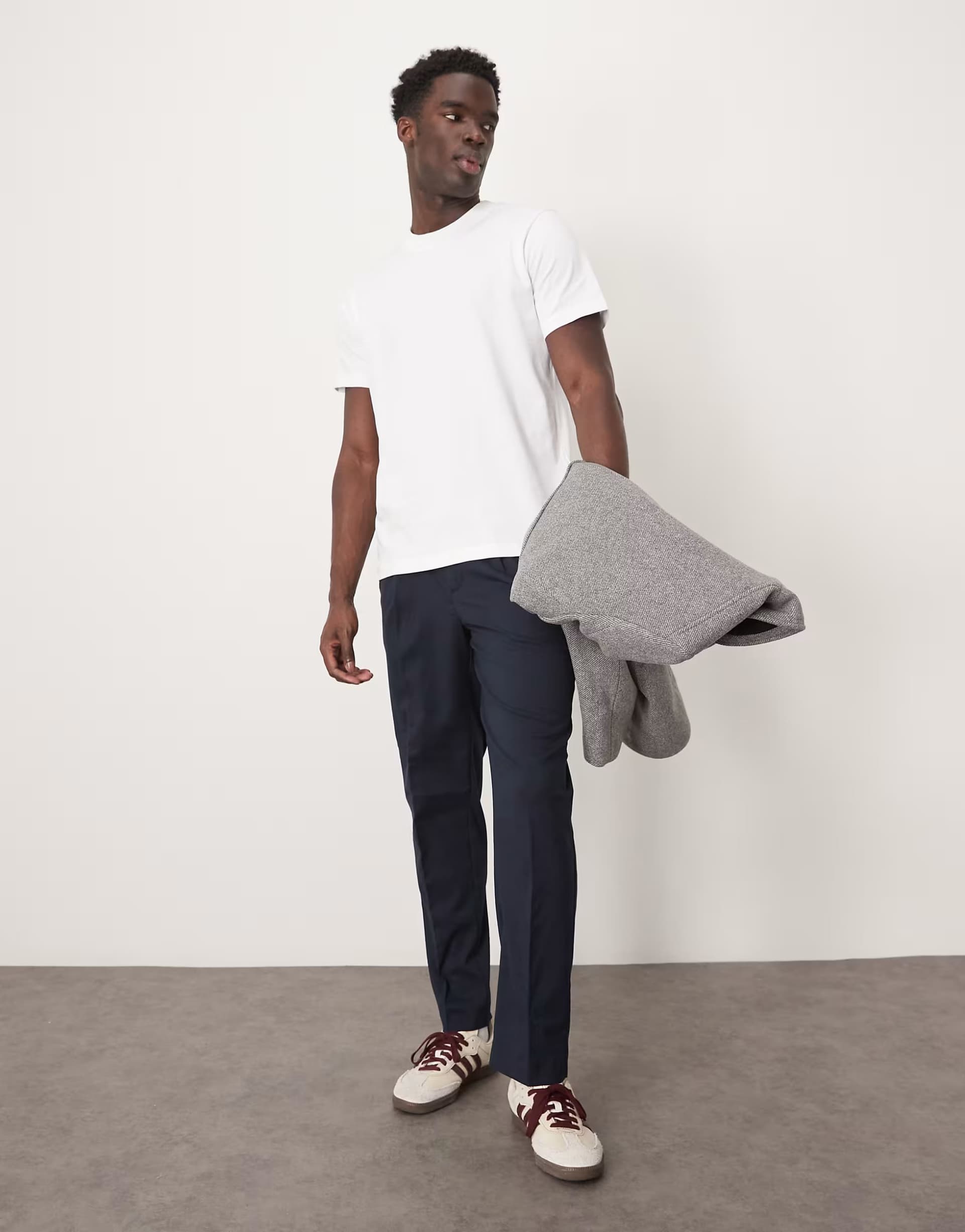 ASOS Selected relaxed tapered fit waistband trouser in navy
