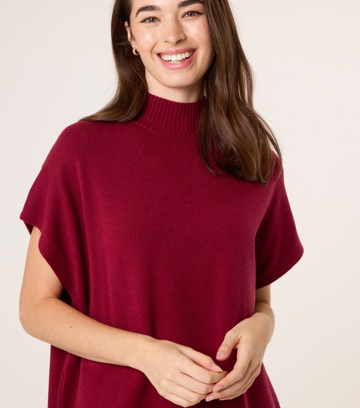 Blue Vanilla Women's Burgundy Knitted High Neck Top Blue Vanilla New Look - 4