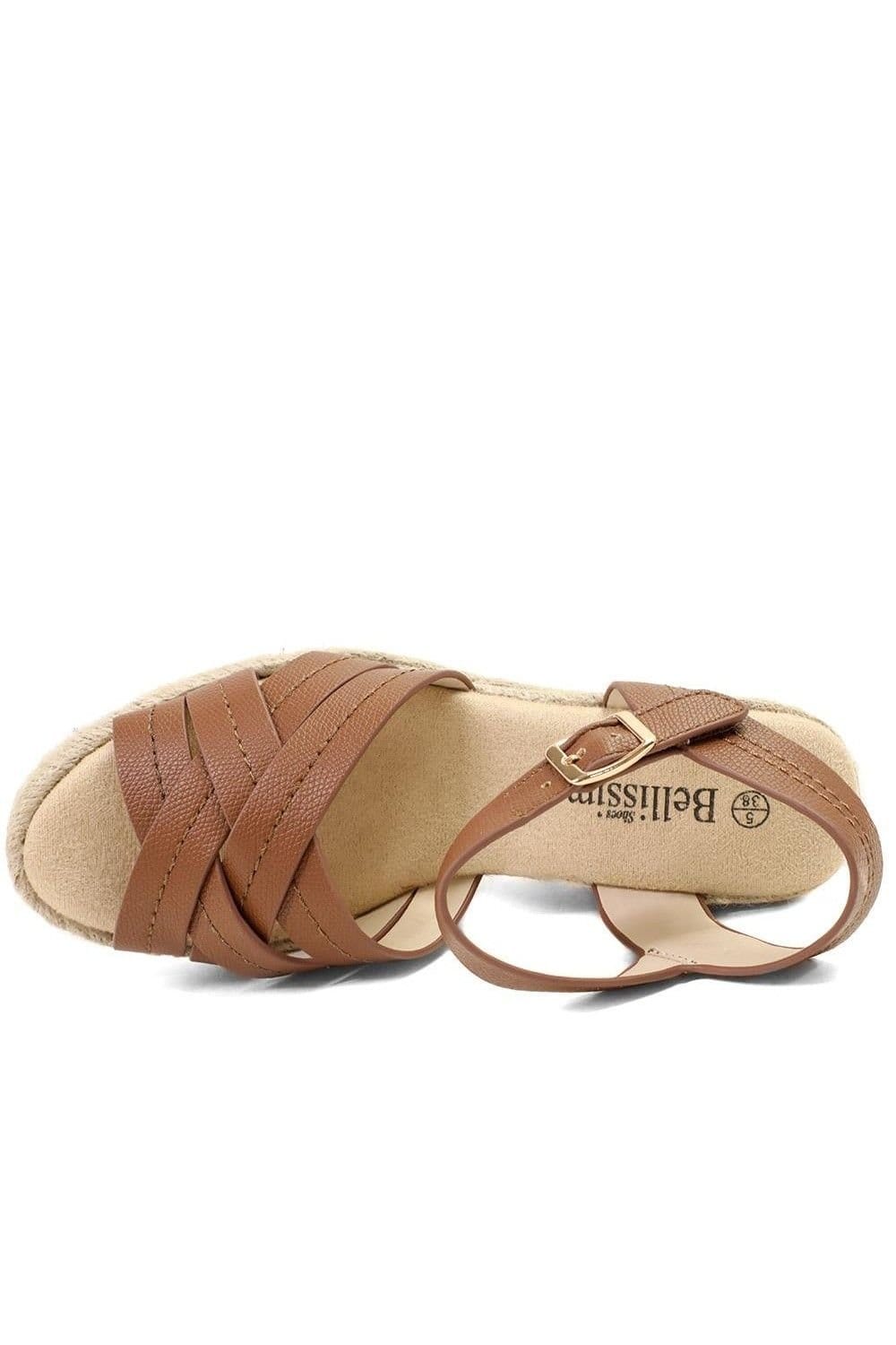 Bellissimo Bellissimo Women's Memory Foam Wedged Espadrilles in Tan - 4