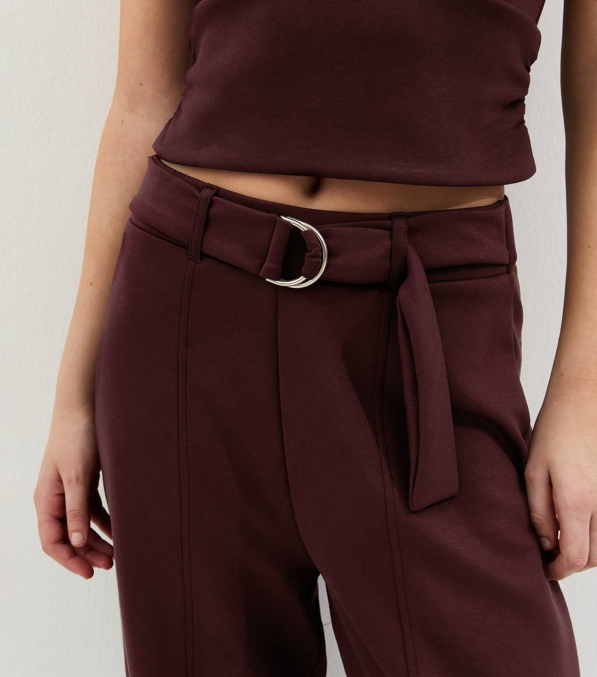 New Look Women's Dark Burgundy D Ring Barrel Leg Joggers New Look - 3