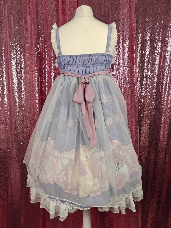 Lolita 协奏曲原创洋装设计 lilac & dusky pink  cat concerto sweet Lolita jsk midi dress size XS-S