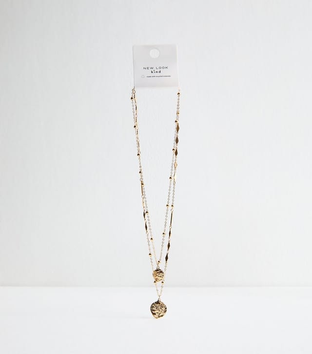 New Look Gold Tone Pack of 2 Textured Circle Pendant Necklaces New Look - 3