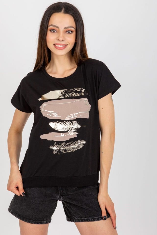 Love Lace Love Lace Women's Paris Cotton Short Sleeve Blouse Print in Black - 2