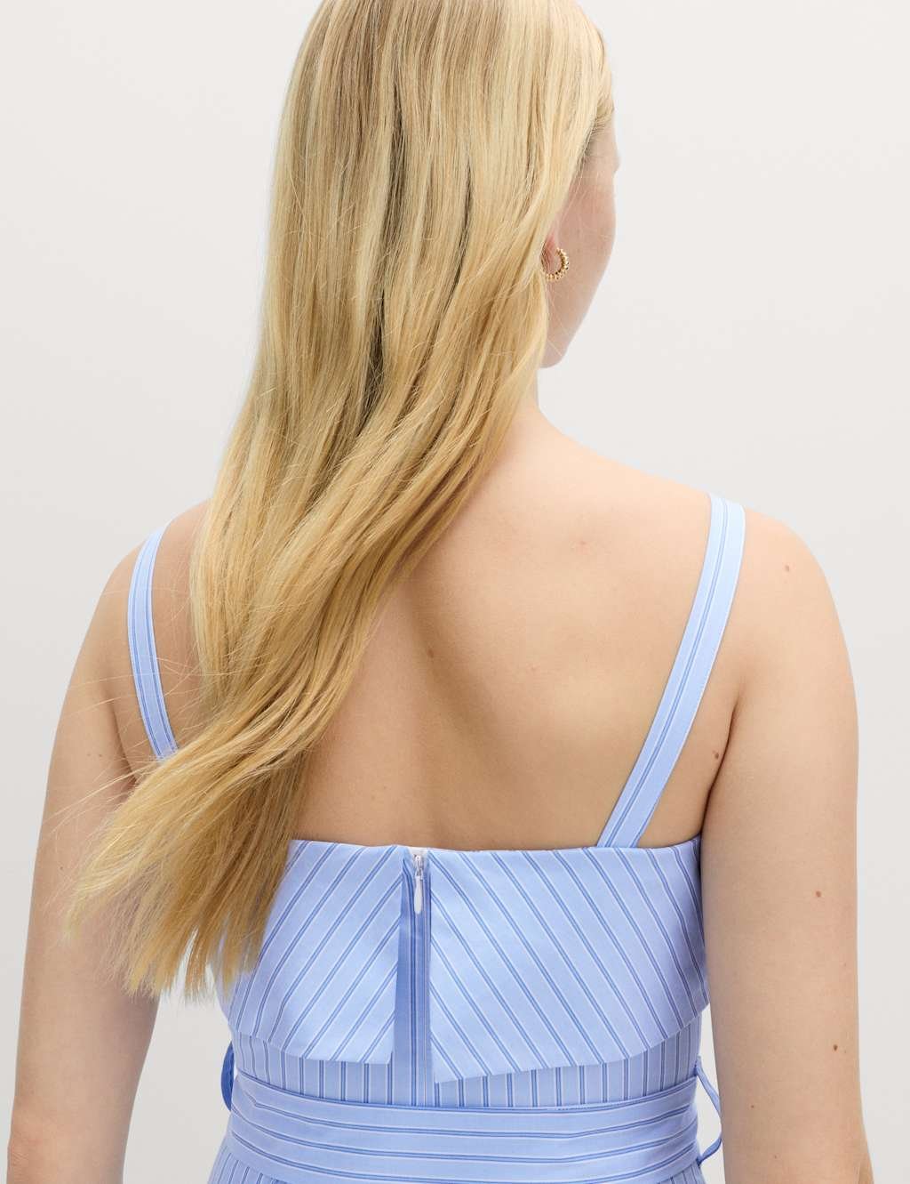 Marks & Spencer M&S Pure Cotton Striped Midi Cami Dress Blue Mix - 2