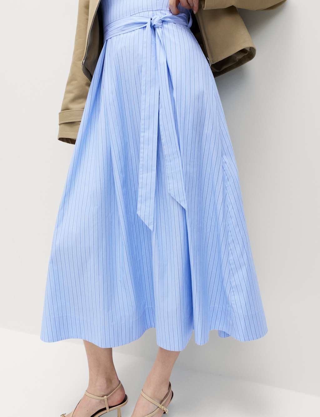 Marks & Spencer M&S Pure Cotton Striped Midi Cami Dress Blue Mix - 3