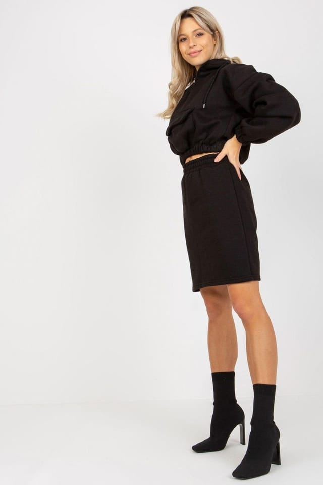Love Lace Love Lace Women's Everyday Sweatshirt & Elastic Skirt Set in Black - 3
