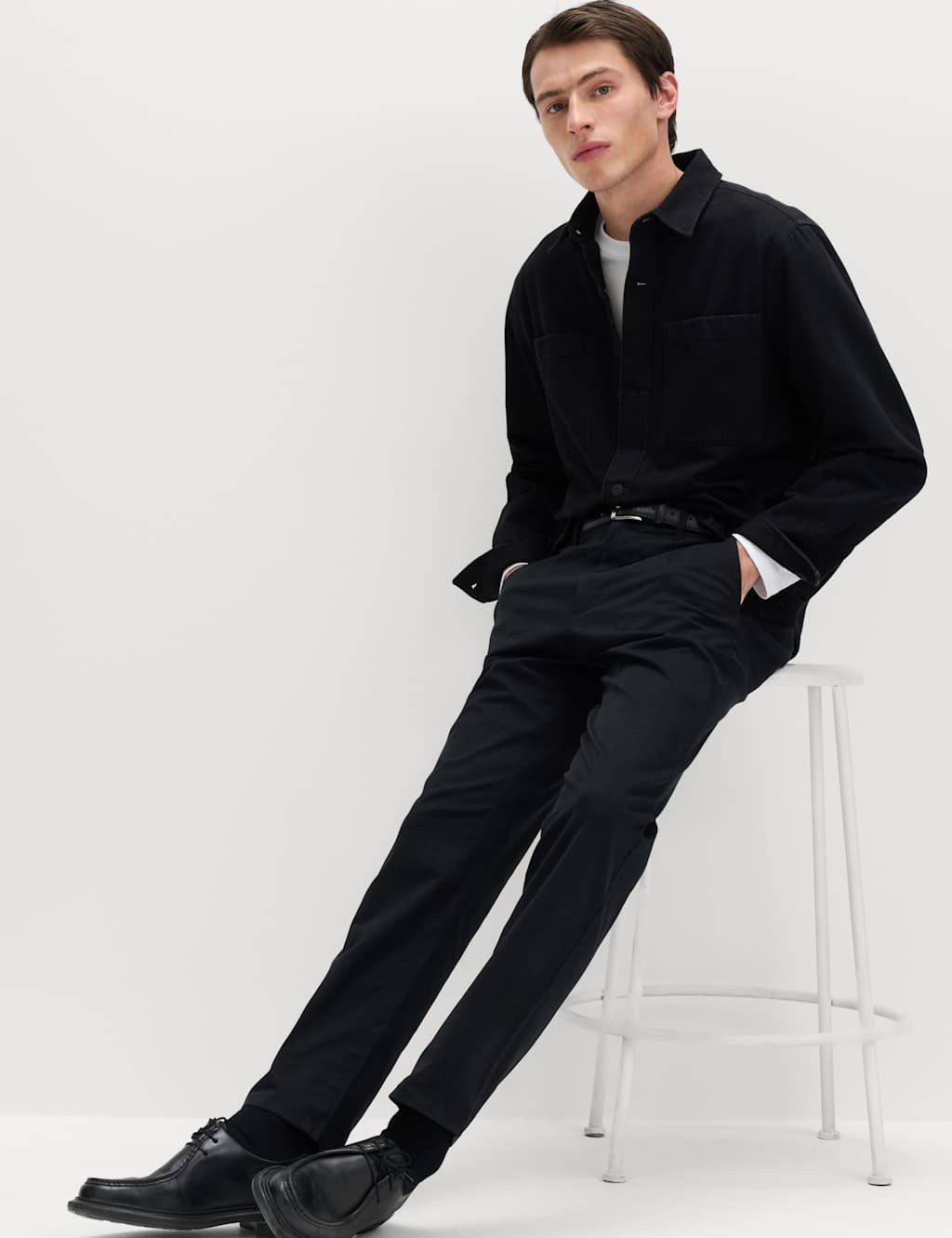 Marks & Spencer M&S 2 Pack Regular Fit Stretch Chinos Black - 4