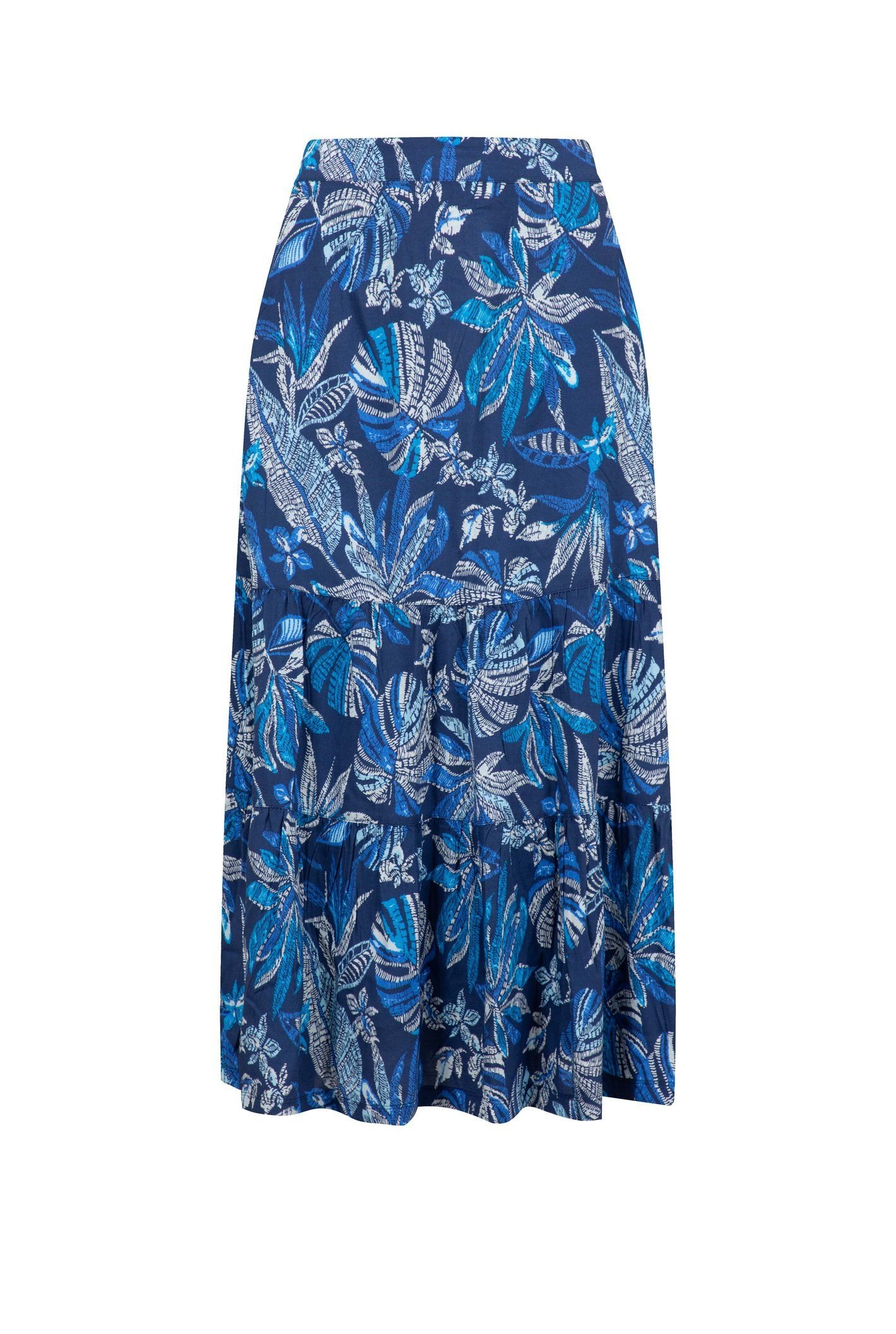 Weird Fish Weird Fish Women's Cassis Printed Tiered Skirt in Dark Indigo - 2