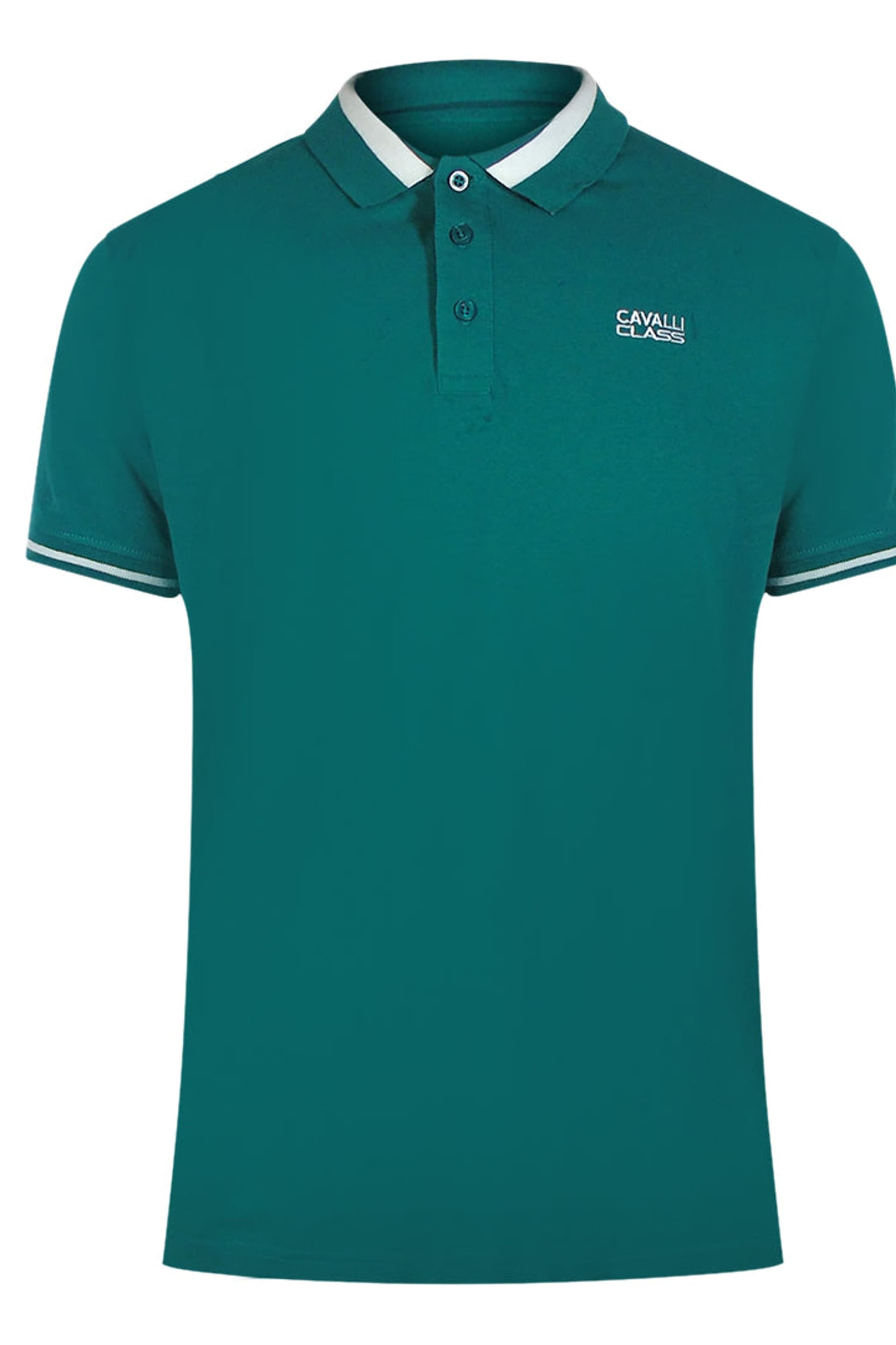 Cavalli Class Cavalli Class Men's Short Sleeve Polo Shirt in Teal