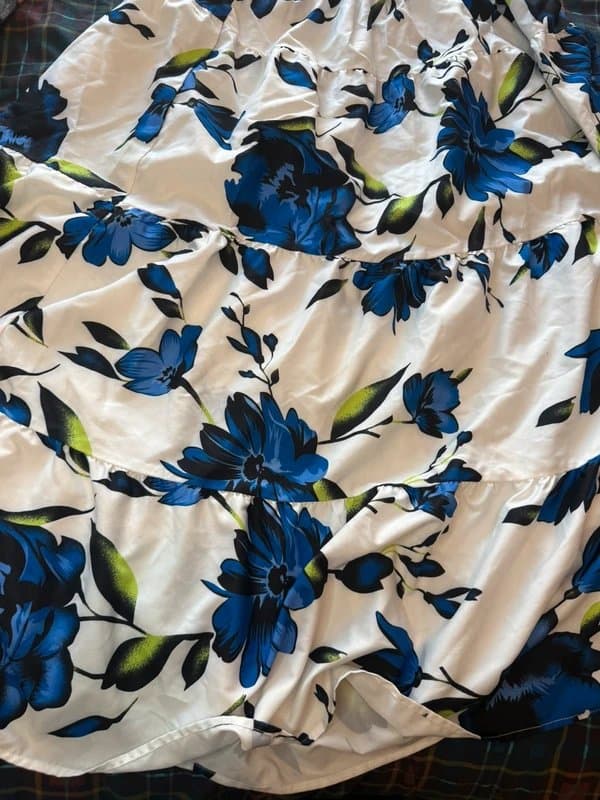 Shein Blue Frill Co-ord Set – Crop Top & floral Skirt