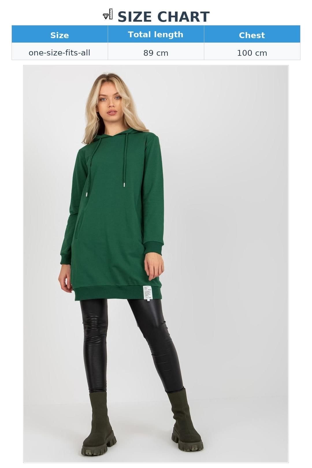 Love Lace Love Lace Women's Long Sleeve Hooded Sweat Dress with Pockets Style 173379 in Green - 4