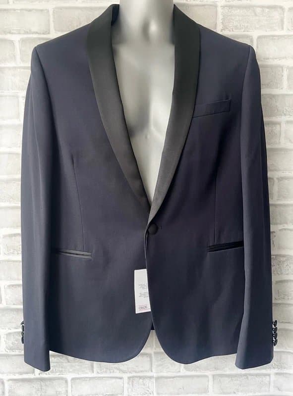 ASOS Dinner Jacket Blazer By ASOS. Navy/Black Lapels. Size 40 (Medium)