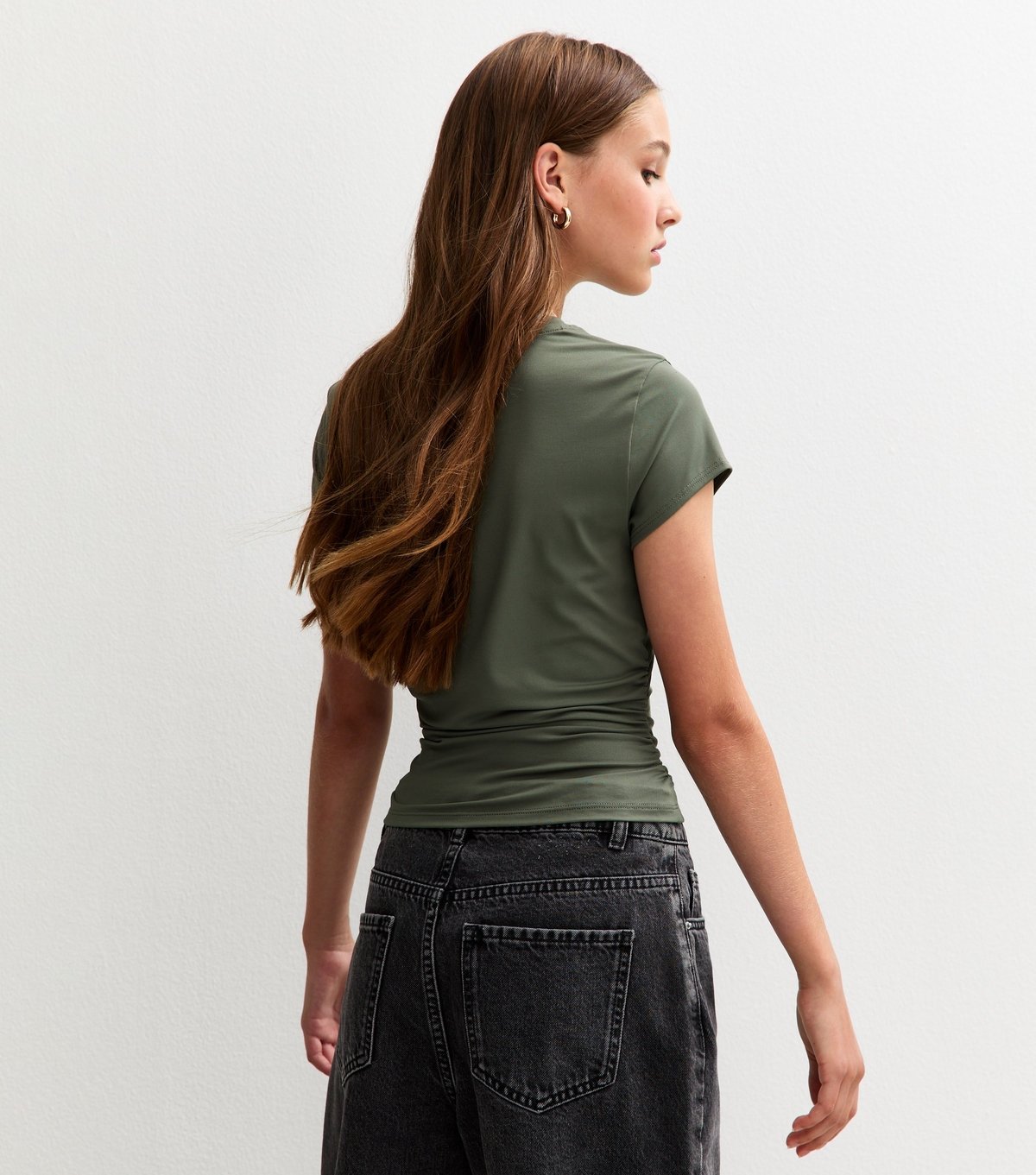 New Look Girls' Light Khaki Ruched Side Cap Sleeve T-Shirt New Look - 4