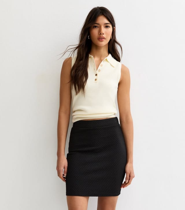 New Look Women's Black Textured Tube Mini Skirt New Look - 3