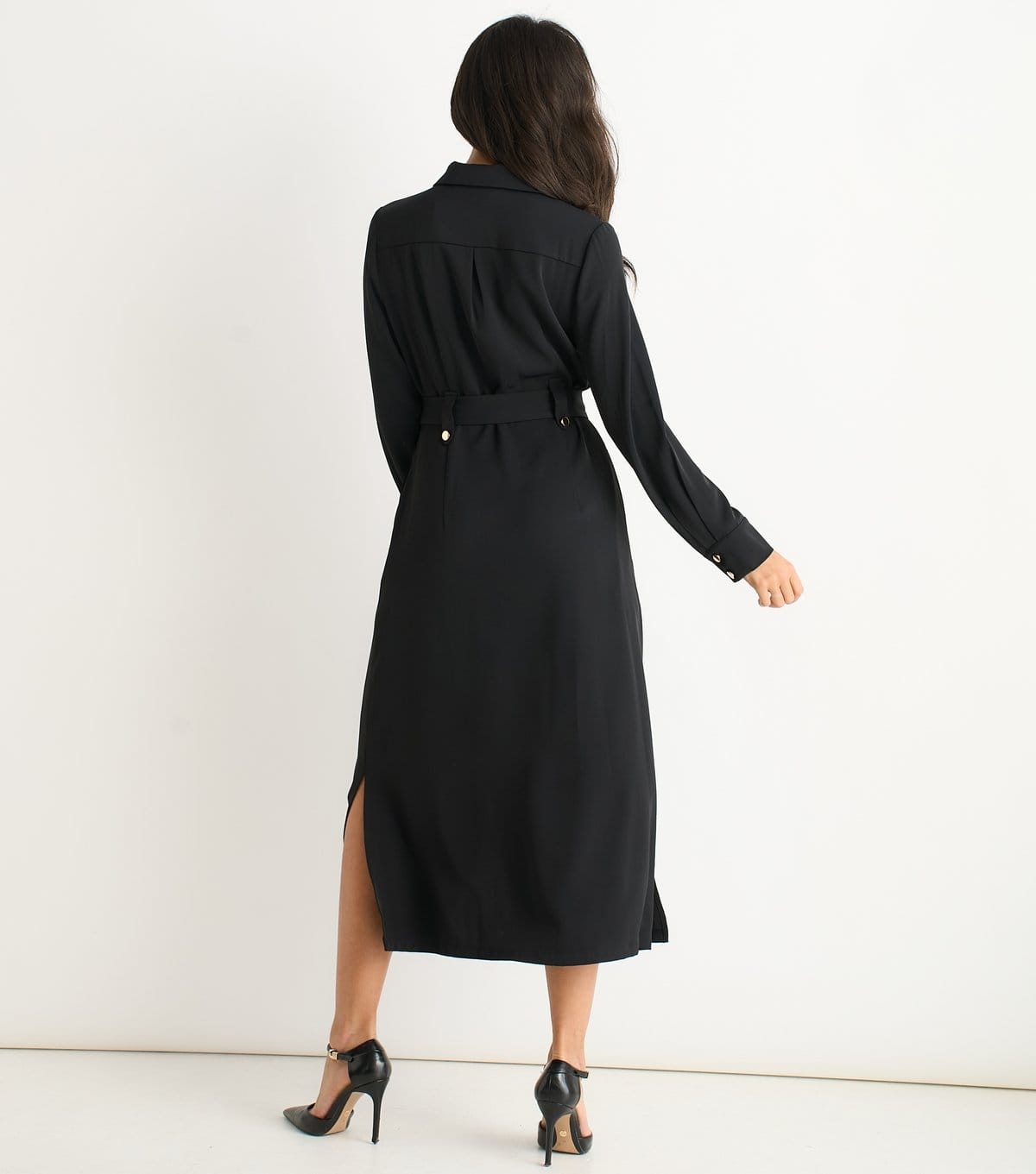 Gini London Women's Black Gold Button Shirt Dress Gini London New Look - 4