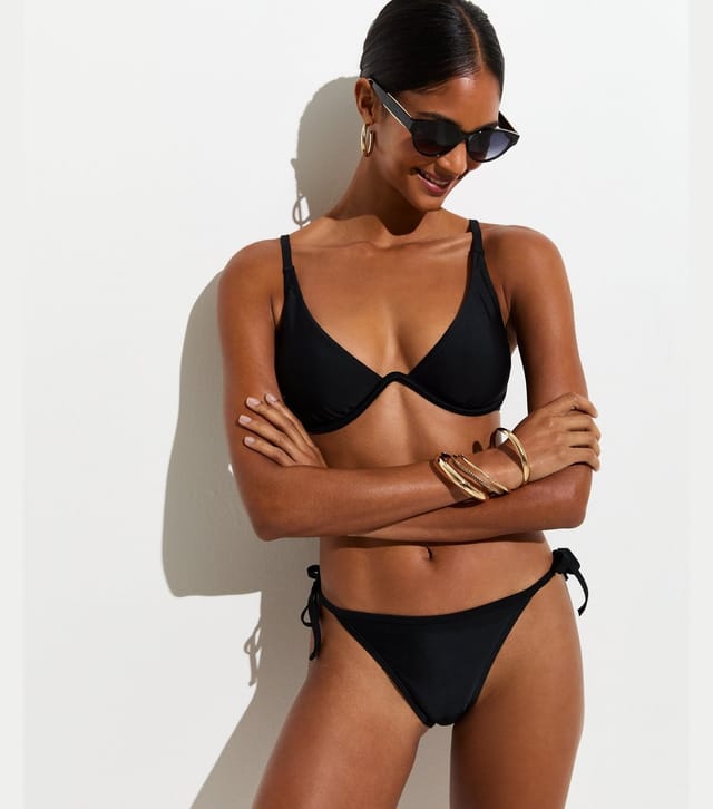 New Look Women's Black Monowire Bikini Top New Look - 3