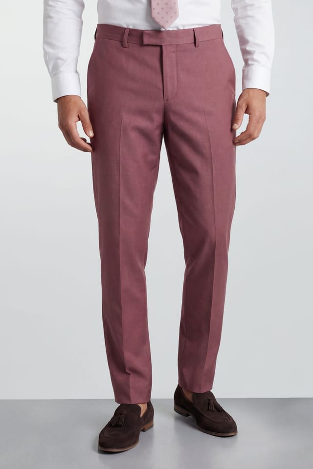 Burton Burton Men's Dark Pink Slim Fit Suit Trousers - 2