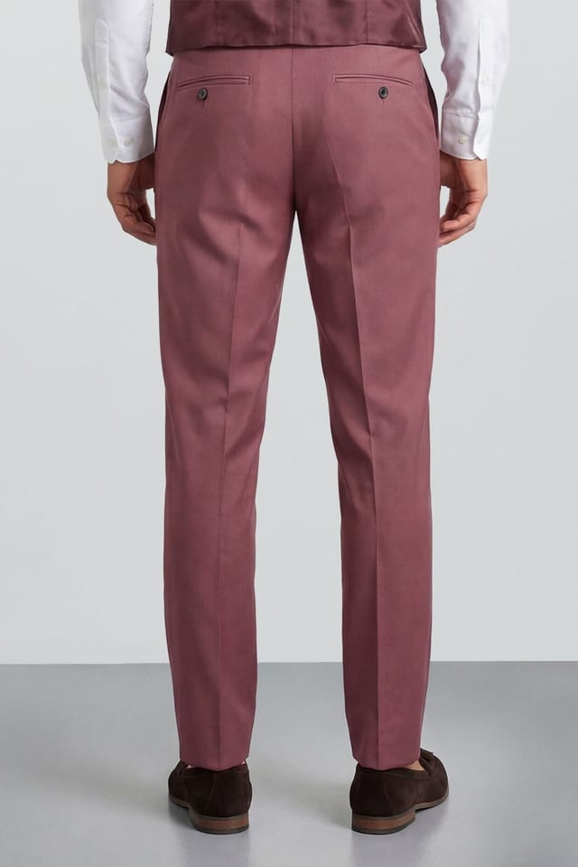 Burton Burton Men's Dark Pink Slim Fit Suit Trousers - 3
