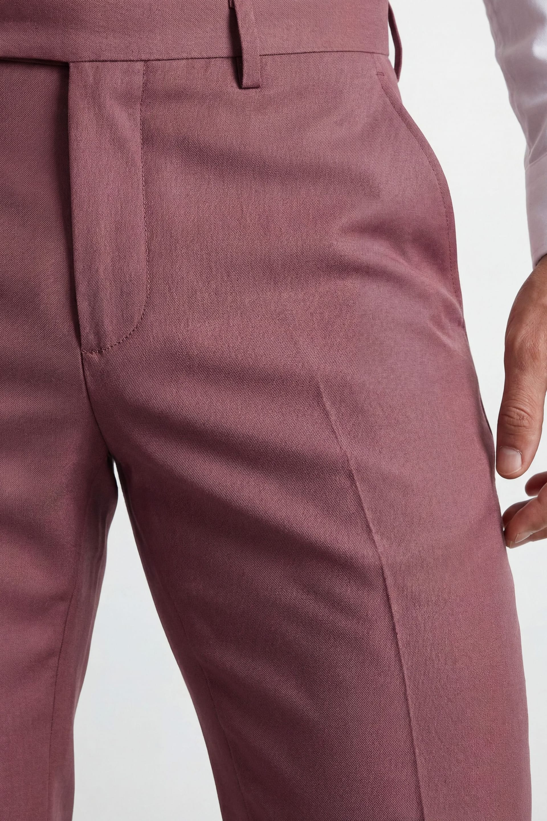 Burton Burton Men's Dark Pink Slim Fit Suit Trousers - 4